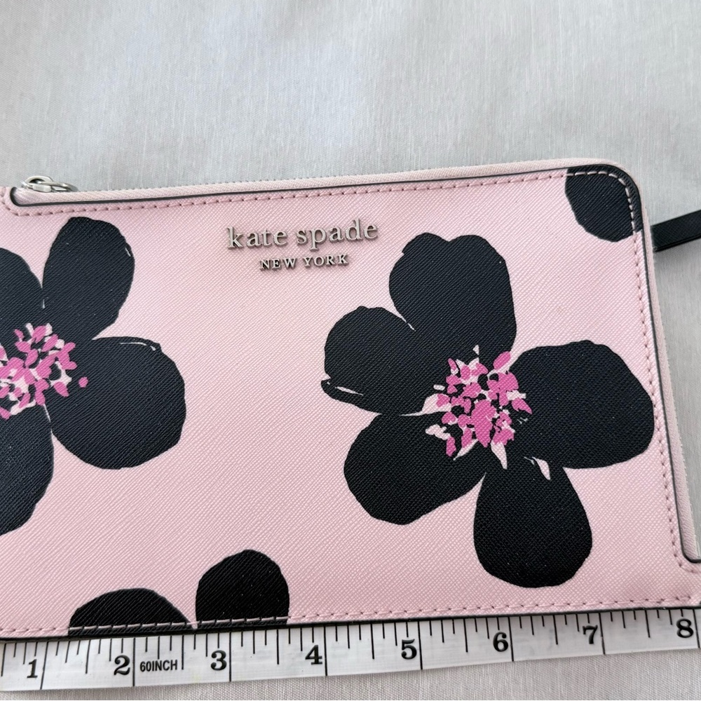 Kate Spade Pink Clutch with Black Floral Design